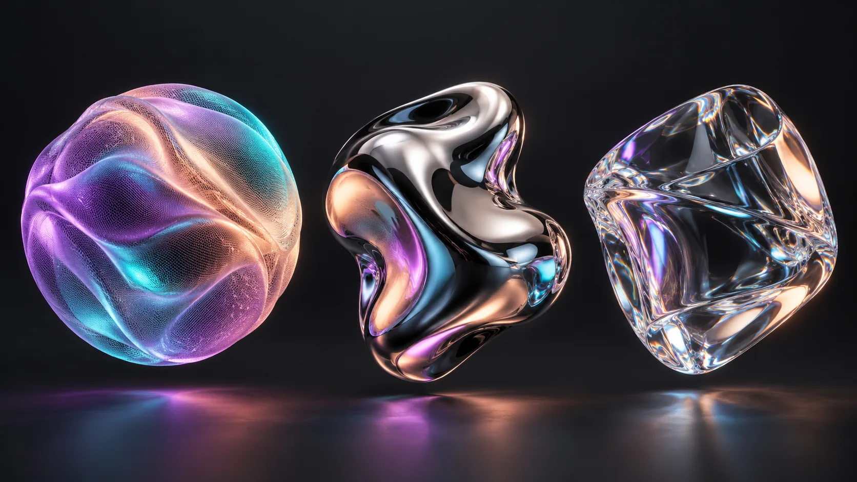 Illustration of gradient, chrome and glass materials